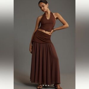 Anthropologie Dropped Yoke-Waist Maxi skirt